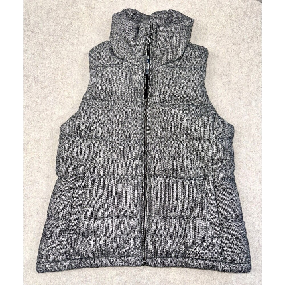 Old Navy Wool Blend Fleece Lined Full Zip Puffer Vest Medium Herringbone